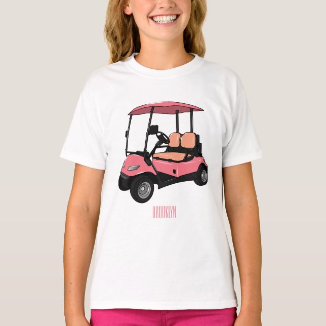Golfwagen/Golf Buggy Cartoon Abbildung T-Shirt (Vorderseite)
