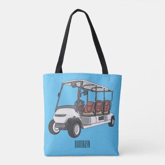 Golfwagen/Golf Buggy Cartoon Abbildung Tasche (Rückseite)
