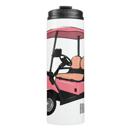 Golfwagen/Golf Buggy Cartoon Abbildung Thermosbecher (Vorderseite)