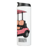 Golfwagen/Golf Buggy Cartoon Abbildung Thermosbecher (Nach rechts gedreht)