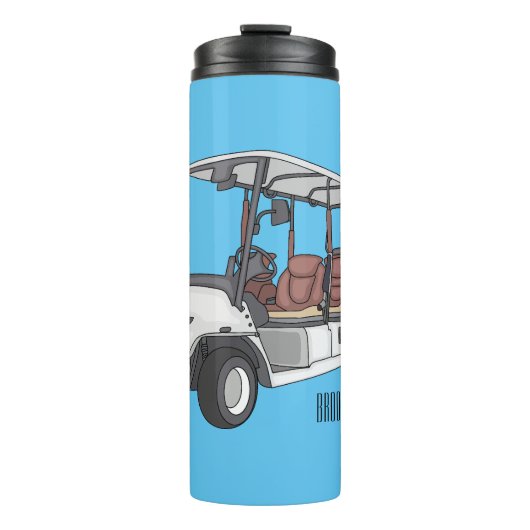 Golfwagen/Golf Buggy Cartoon Abbildung Thermosbecher (Vorderseite)