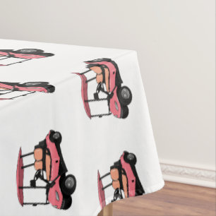 Golfwagen/Golf Buggy Cartoon Abbildung Tischdecke