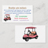 Golfwagen/Golf Buggy Cartoon Abbildung Visitenkarte (Vorne/Hinten)