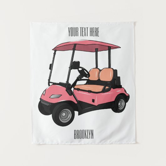Golfwagen/Golf Buggy Cartoon Abbildung Wandteppich (Vorderseite)
