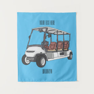 Golfwagen/Golf Buggy Cartoon Abbildung Wandteppich