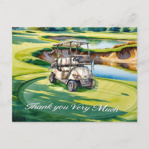 Golfwagen im Golfplatz Aquarell für Golfer Postkarte