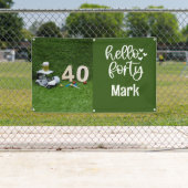 Golfwagen ist auf grünem Gras 40. Geburtstag Banner (Insitu)