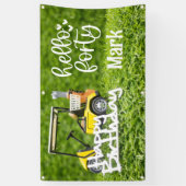 Golfwagen ist auf grünem Gras 40. Geburtstag Banner (Vertikal)