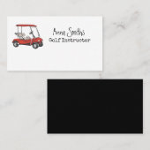 Golfwagen ist rot mit Namen   Visitenkarte (Vorne/Hinten)