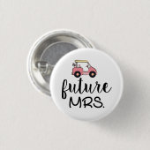 Golfwagen mit Bride Zukunft Mars auf weißer Hochze Button (Vorne & Hinten)