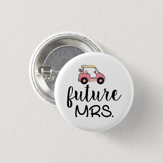 Golfwagen mit Bride Zukunft Mars auf weißer Hochze Button (Vorne & Hinten)