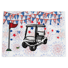 Golfwagen mit Flagge von Amerika für 4. Juli Große Geschenktüte