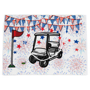 Golfwagen mit Flagge von Amerika für 4. Juli Große Geschenktüte