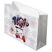 Golfwagen mit Flagge von Amerika für 4. Juli    Große Geschenktüte (Vorderseite Schrägansicht)