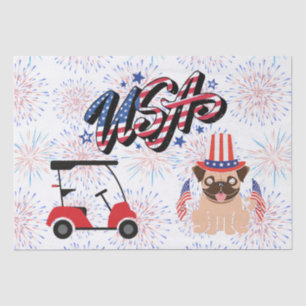 Golfwagen mit Flagge von Amerika für 4. Juli Seidenpapier