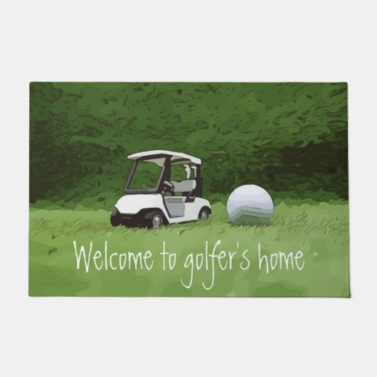 Golfwagen mit Golf-Willkommensgruß Fußmatte (Vorderseite)