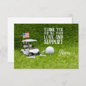Golfwagen mit Golfball und amerikanische Flagge Da Dankeskarte (Vorne/Hinten)