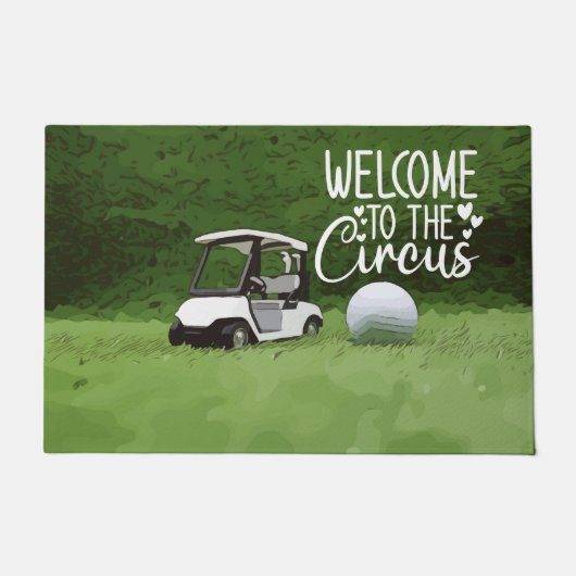Golfwagen mit Golfball willkommen im Zirkus Fußmatte (Vorderseite)