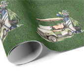 Golfwagen mit Golftasche auf grünem Rasen Geschenkpapier (Rolleneckpunkt)