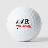 Golfwagen mit maßgeschneidertem R-Initialen-Markie Golfball (Vorderseite)