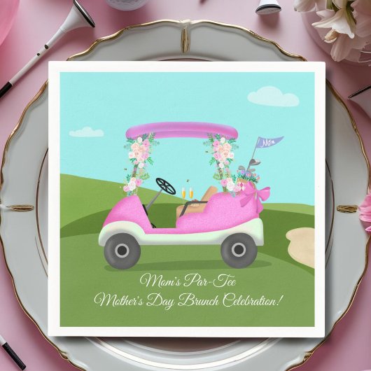 Golfwagen mit Mimosas zum Muttertagsbrunch Serviette