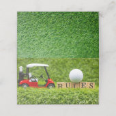 Golfwagen mit RULES auf grünem Gras Platzkarte (Außenseite Aufgefaltet)