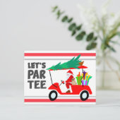 Golfwagen mit Santa Claus Lass Par T-Shirt Golfer Postkarte (Stehend Vorderseite)