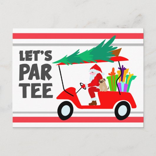 Golfwagen mit Santa Claus Lass Par T-Shirt Golfer Postkarte (Vorderseite)