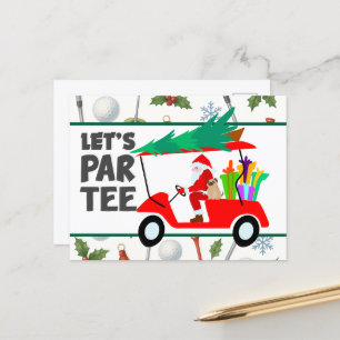 Golfwagen mit Santa Claus Lass Par T-Shirt Golfer Postkarte
