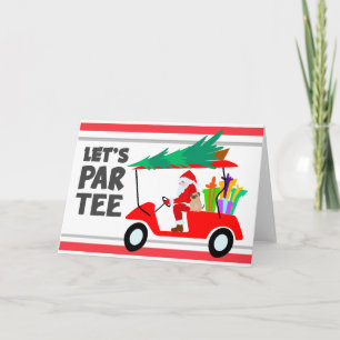 Golfwagen mit Weihnachtsmann Let Par Tee Golfer Karte