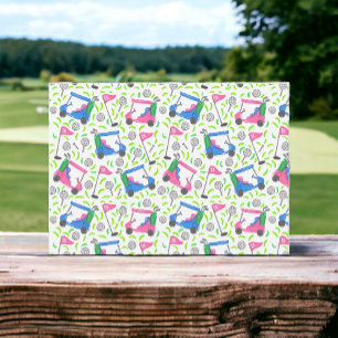 Golfwagen-Muster im Prepper-Stil / Rosa & Blaue Go Mitteilungskarte