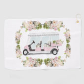 Golfwagen Rosa Blumenmuster  Golfhandtuch (Horizontal)