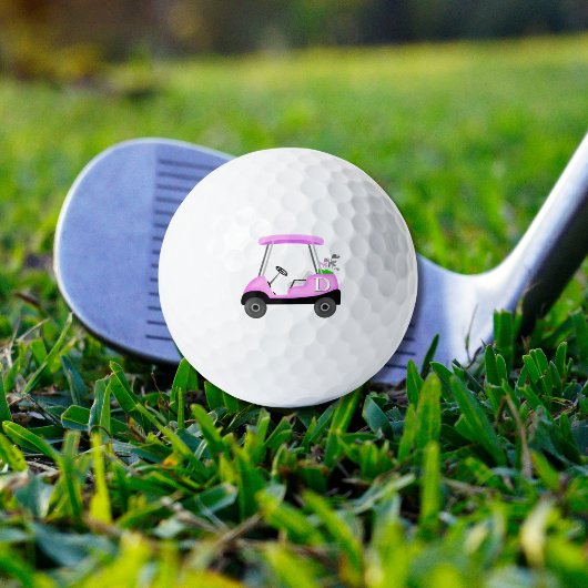 Golfwagen Rosa mit Monogramm Golfball