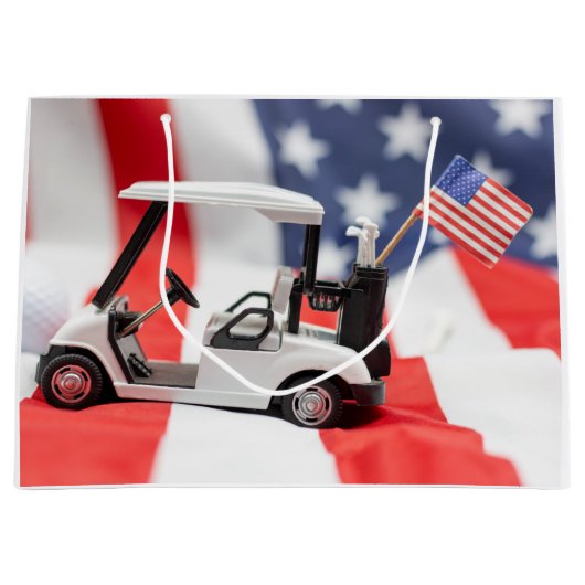 Golfwagen und Flagge Amerikas unter amerikanischer Große Geschenktüte (Vorderseite)