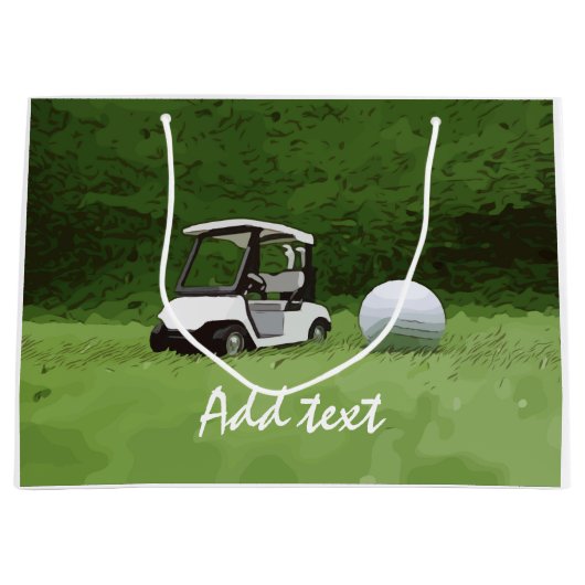Golfwagen und Golfball auf grünem Gras Golf Große Geschenktüte (Vorderseite)