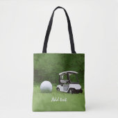 Golfwagen und Golfball auf grünem Gras Golfer Tasche (Vorderseite)