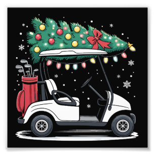 Golfwagen Weihnachtsbaum Lichter Xmas Sport Golfer Fotodruck
