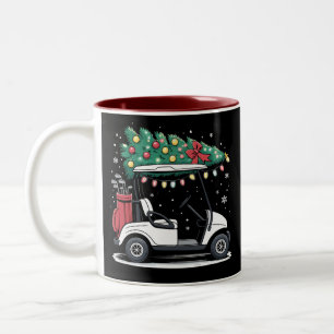 Golfwagen Weihnachtsbaum Lichter Xmas Sport Golfer Zweifarbige Tasse