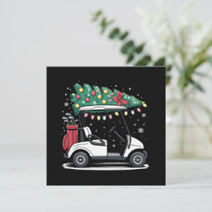 Golfwagen-Weihnachtsbaumlichter Xmas-Sport-Golfer Feiertagskarte