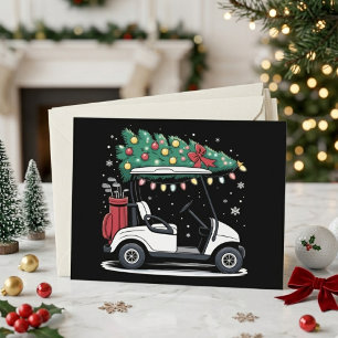 Golfwagen-Weihnachtsbaumlichter Xmas-Sport-Golfer Feiertagspostkarte