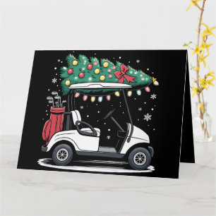 Golfwagen-Weihnachtsbaumlichter Xmas-Sport-Golfer Karte