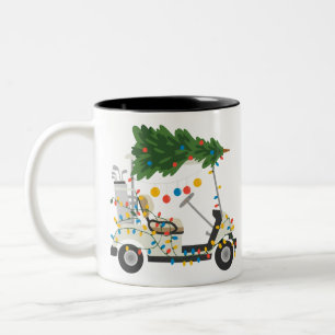 Golfwagen-Weihnachtsbaumlichter Xmas-Sport-Golfer  Zweifarbige Tasse