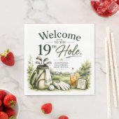 Golfzubehör mit Text auf Grün Serviette (Beispiel)