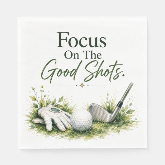 Golfzubehör mit Text auf Grün Serviette (Vorderseite)