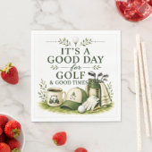 Golfzubehör mit Text auf Grün Serviette (Beispiel)