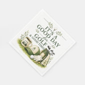 Golfzubehör mit Text auf Grün Serviette (Ecke)
