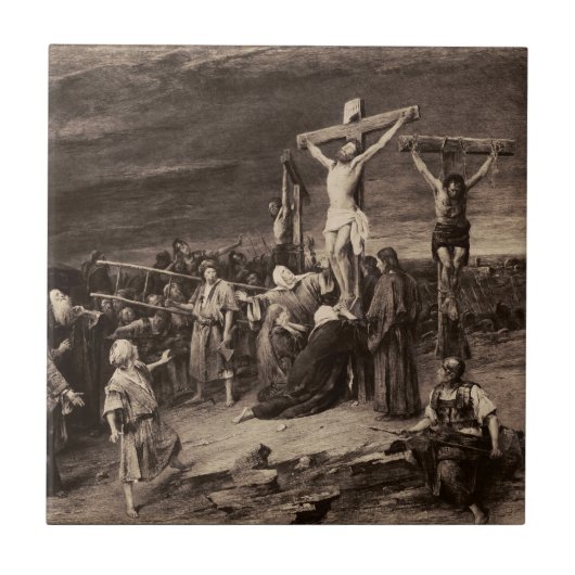 Golgotha Ort und Jesus von Munkacsy Fliese (Vorderseite)