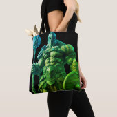 Goliath mit einer keuligen Keule auf einer wiederv Tasche (Von Nahem)
