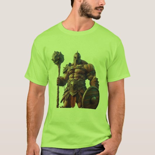 Goliath With a Club on a Short Sleeve Green T-Shirt (Vorderseite)