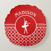 Golly Girls Red Quatrefoil und Polka Dots Dancer Rundes Kissen (Vorderseite)